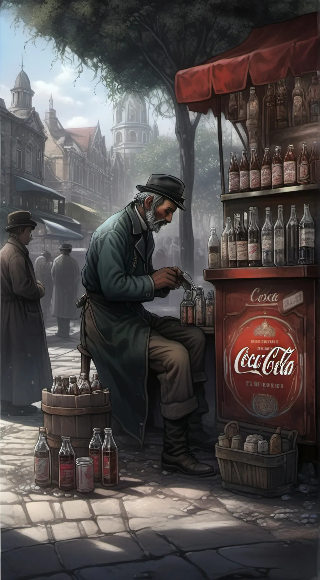 ai character: coke man background