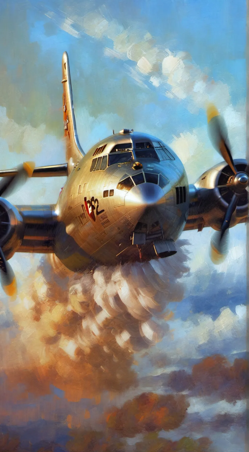 ai character: Enola gay plane  background