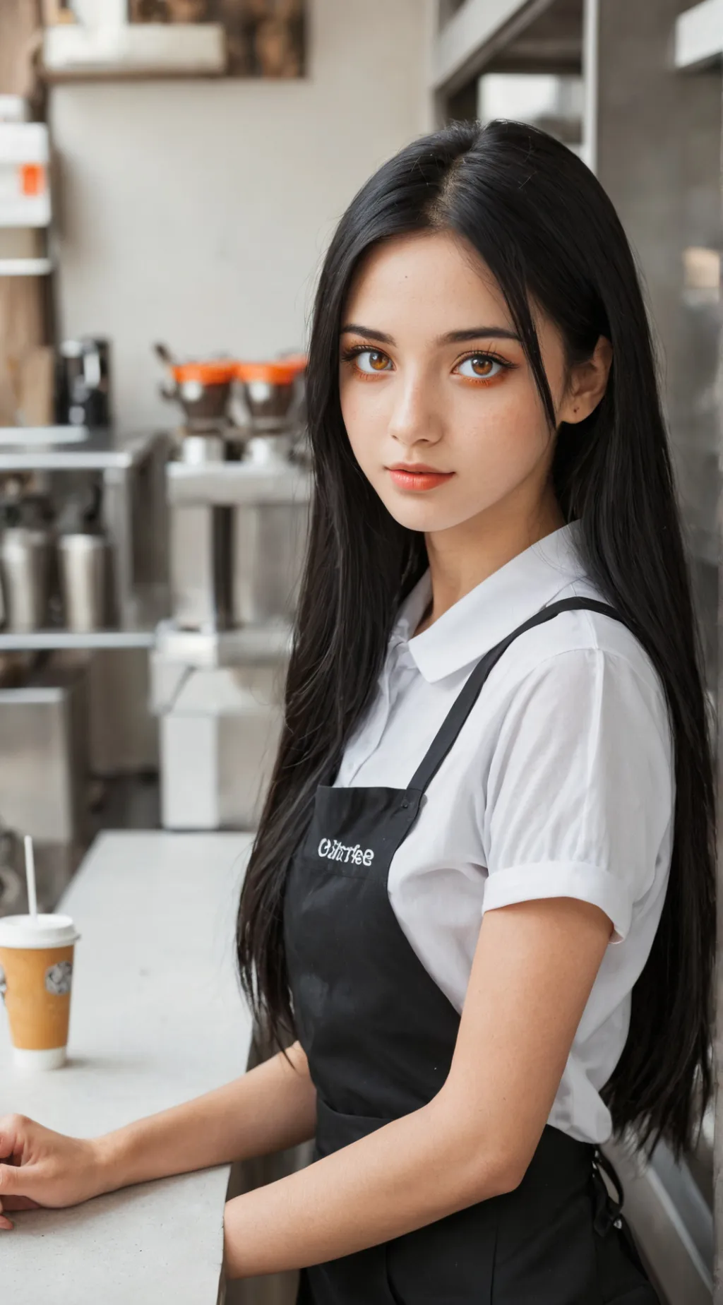 ai character: Coffe lady background