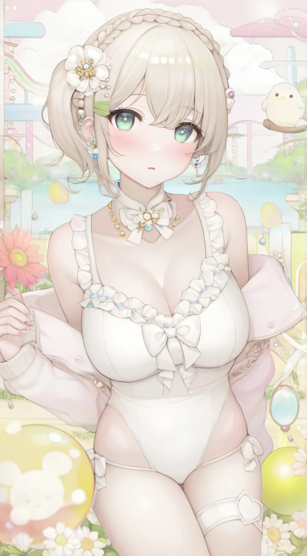 ai character: Swimming pool background