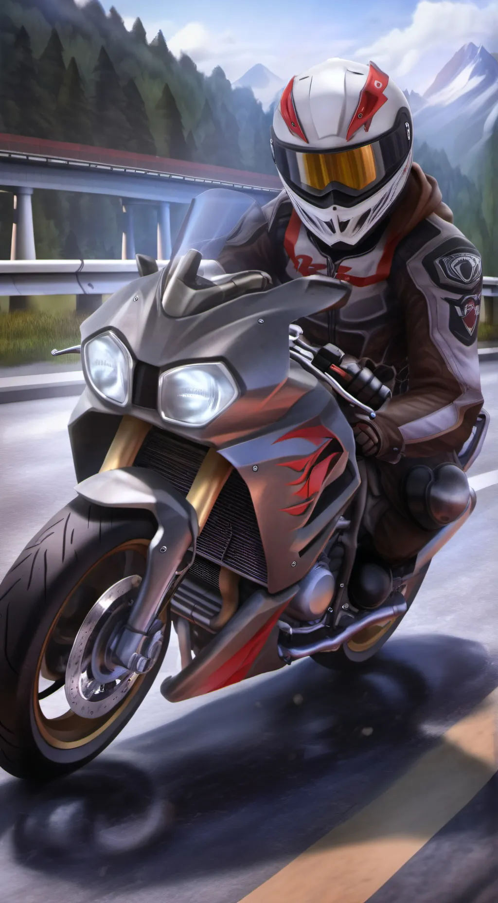 ai character: Motorcyclist background