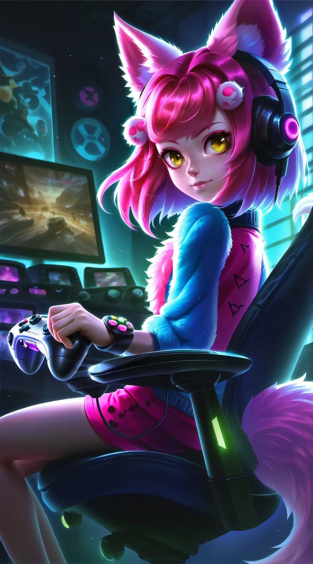 ai character: Pixel Cutie Furry  background