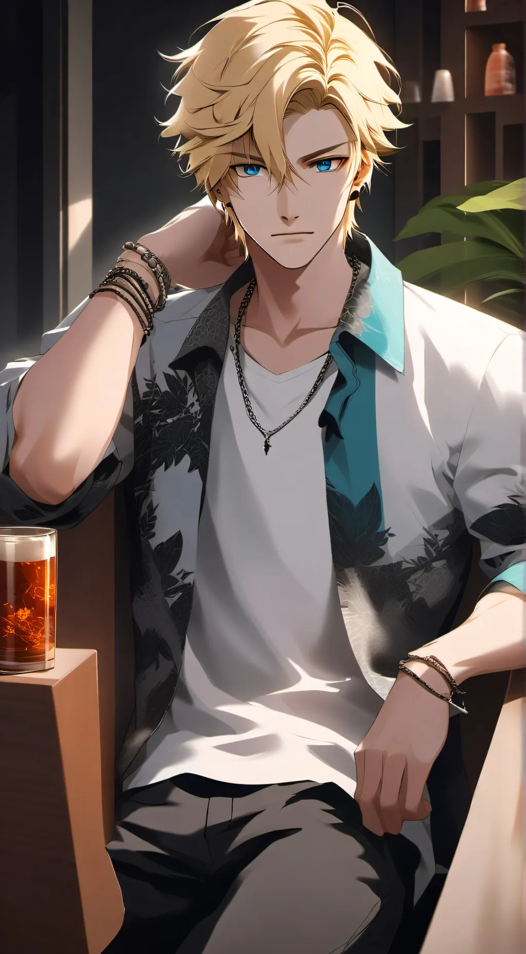 ai character: Blond Rival with the Mornin' Grump background