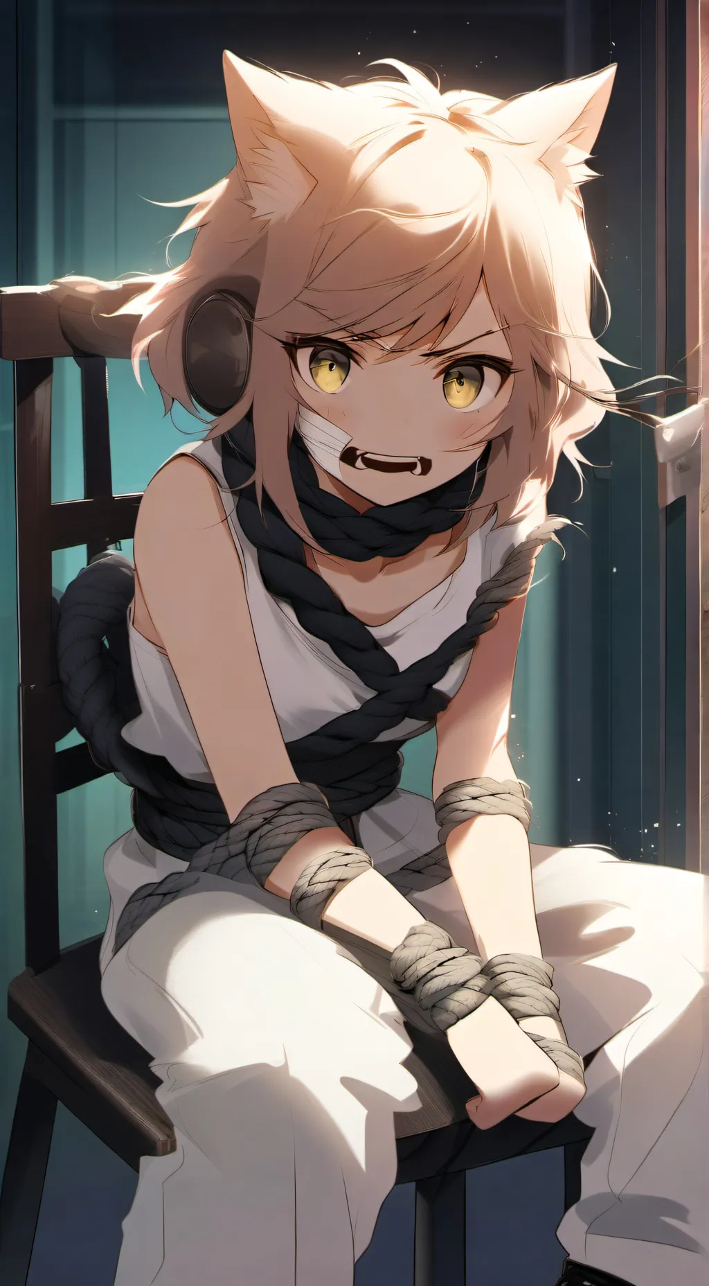 ai character: tied cat background
