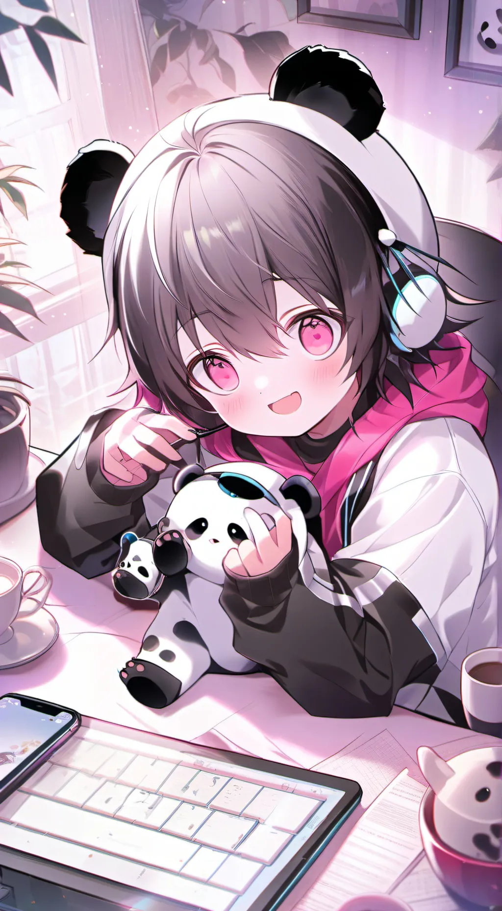 ai character: PandaBot Spirit background