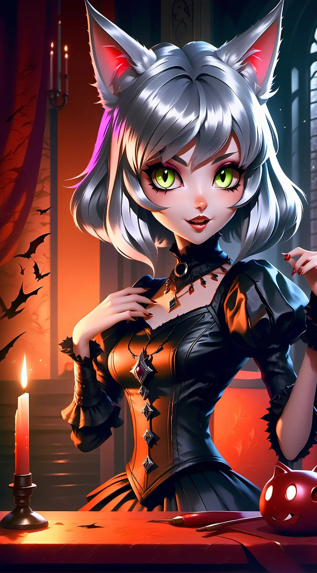 ai character: Nocturnal Wand Cat background