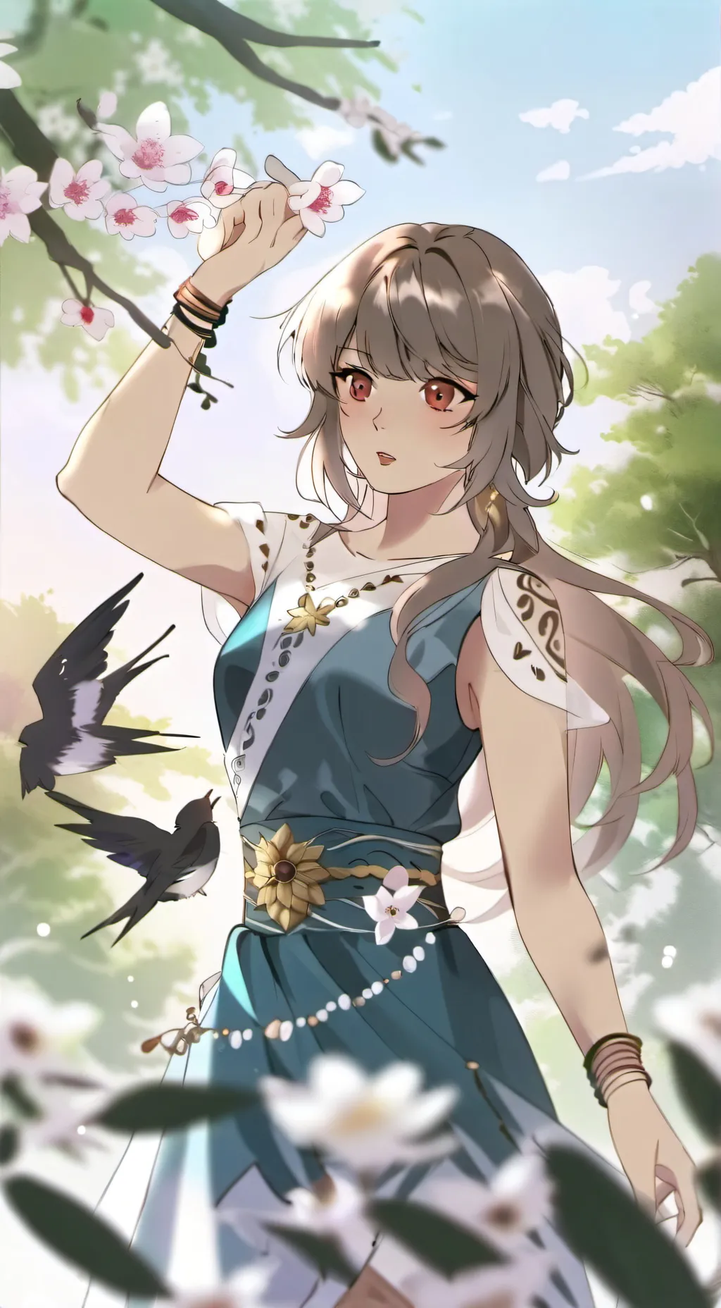 ai character: Roy Sarī Tsutsuji background