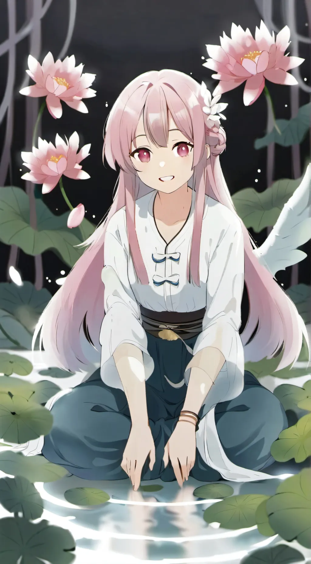 ai character: lotus dragon background