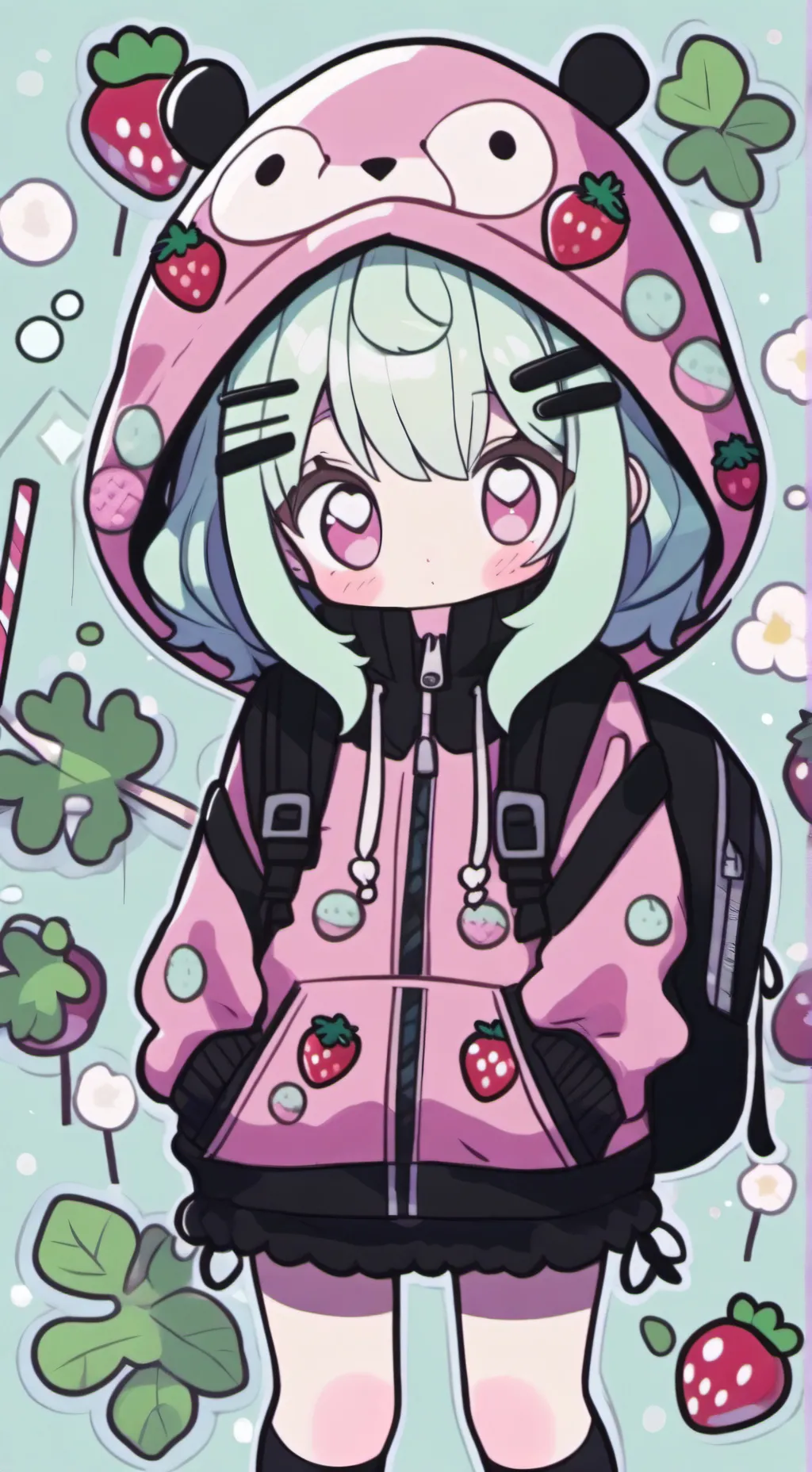 ai character: 🍓Strawberry cookie background