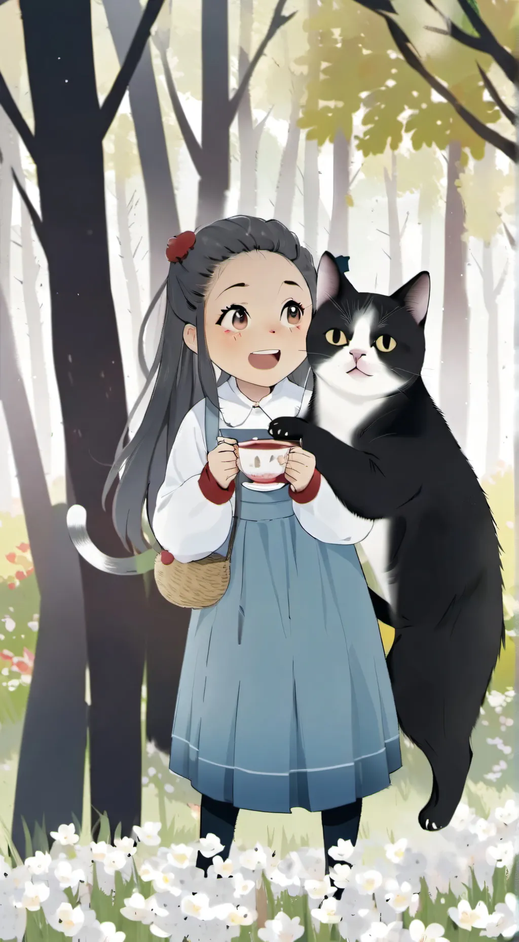 ai character: cat and girl background