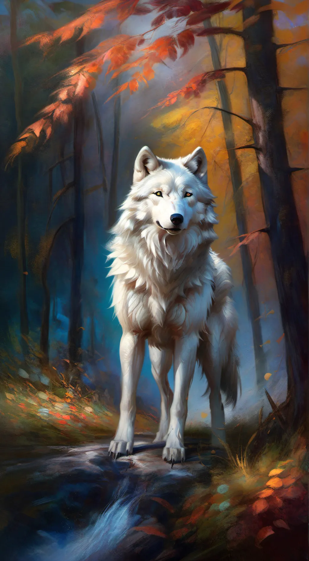 ai character: giant white wolf background