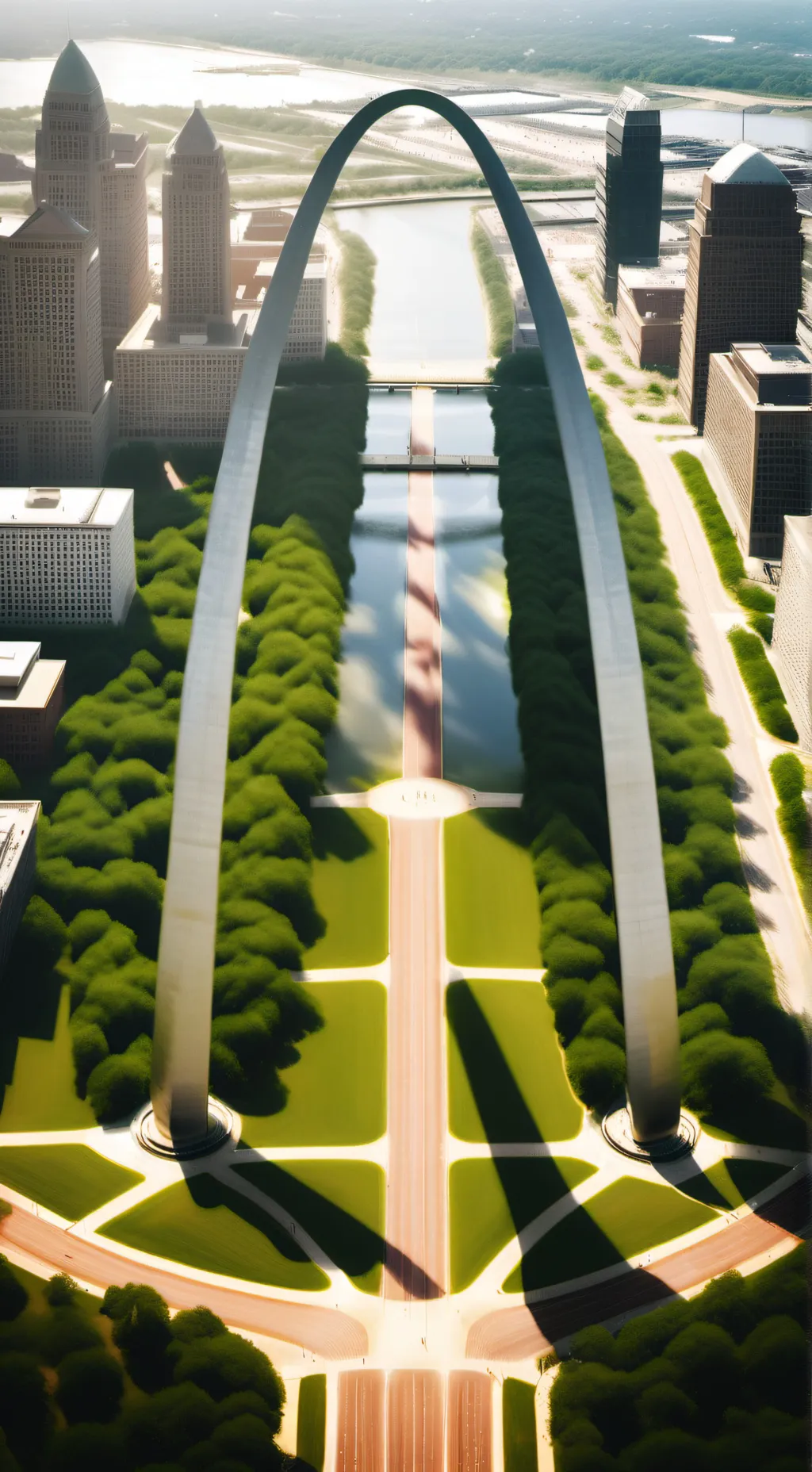 ai character: gateway arch  background