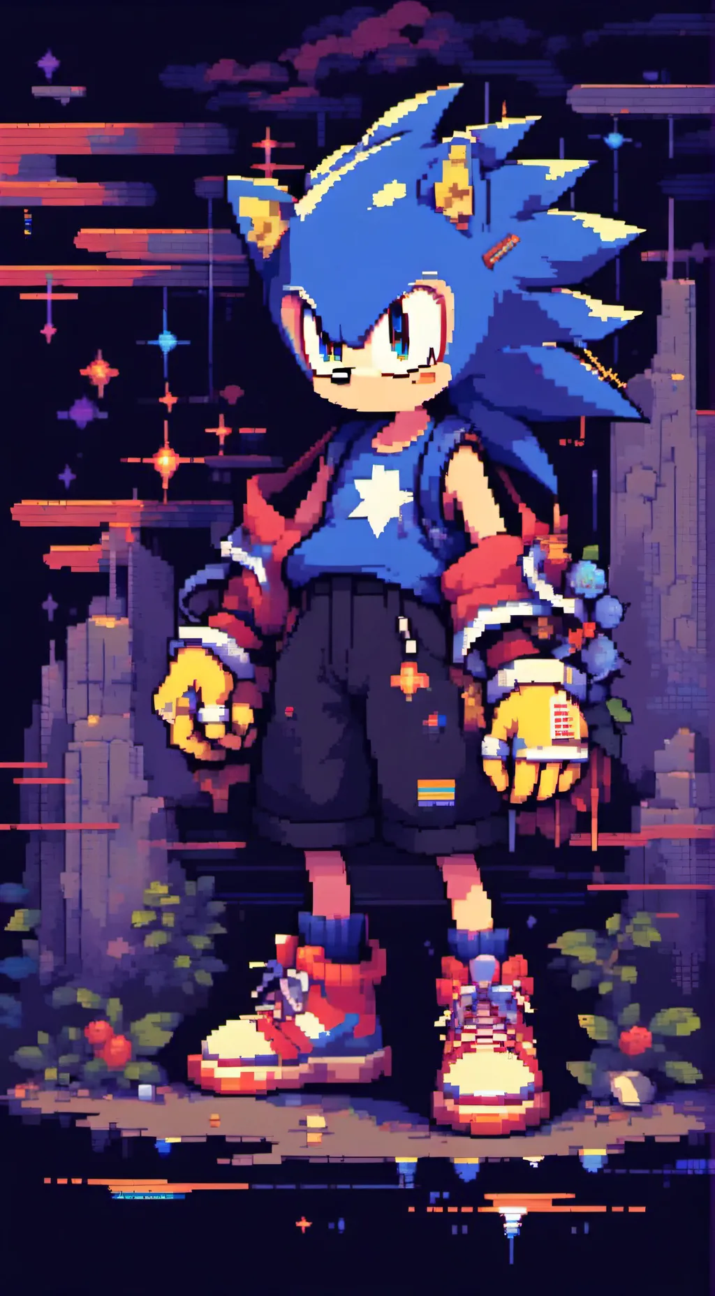 ai character: sonic pool party background