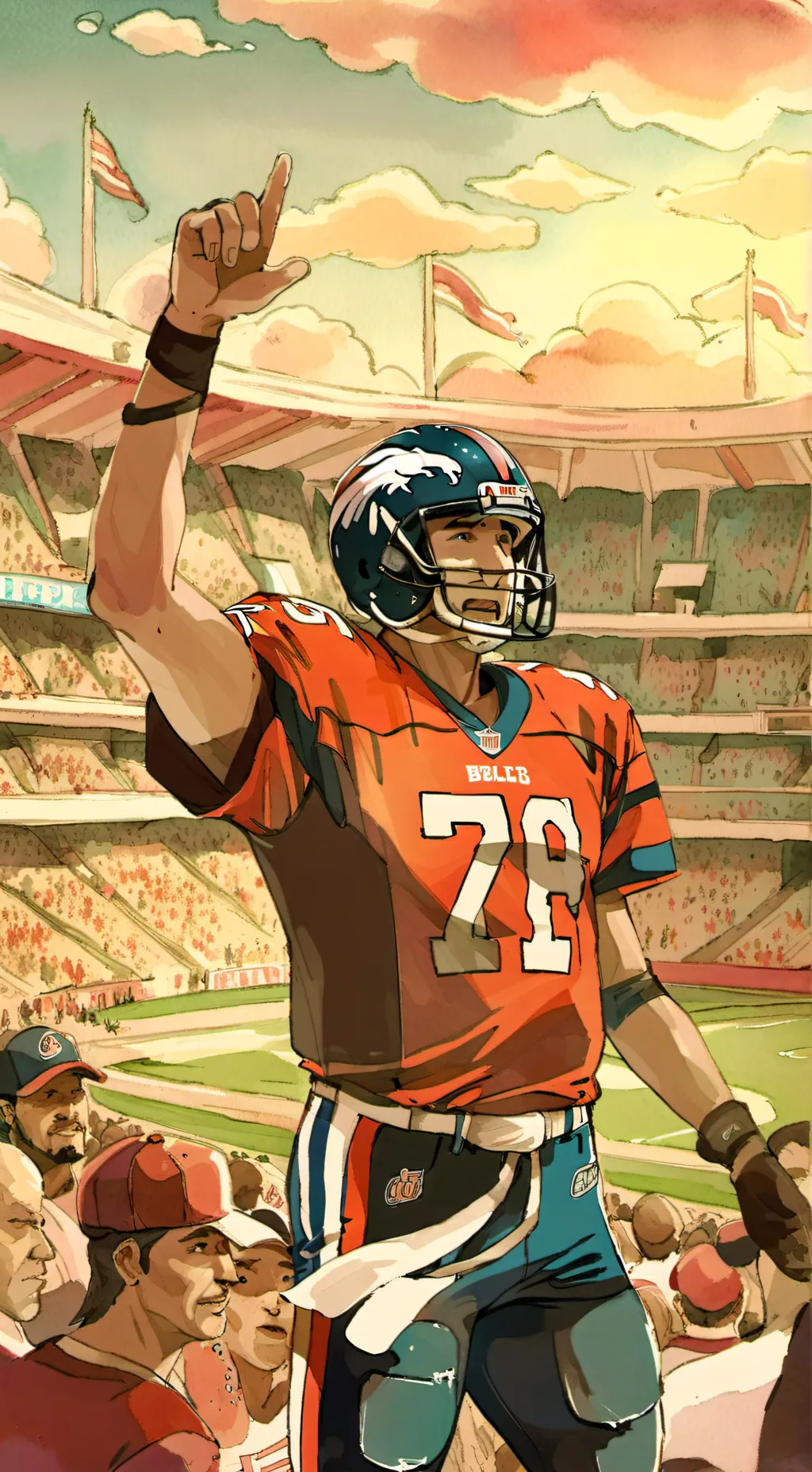 ai character: Bronco fans background