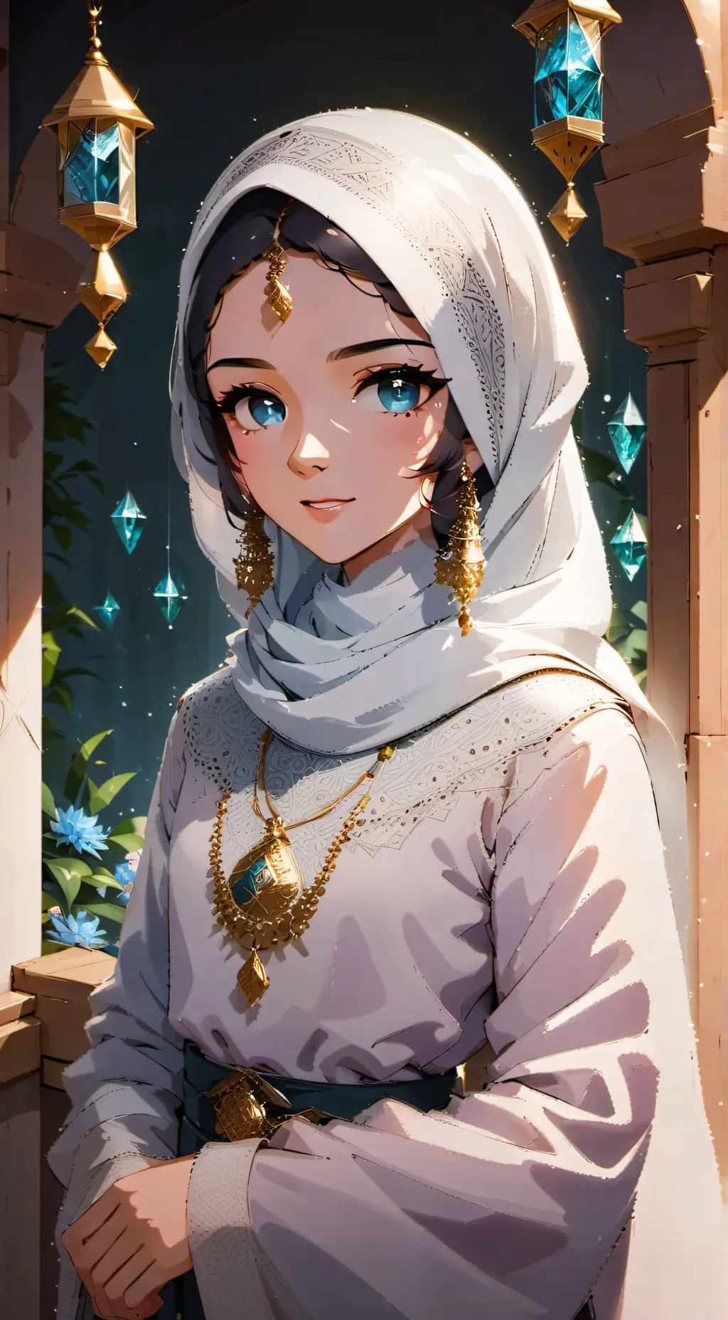 ai character: muslim girl  background
