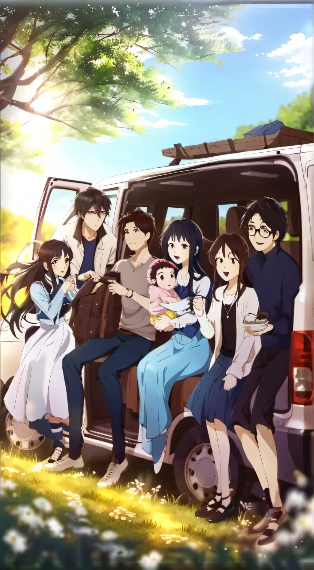 ai character: Road family trip background