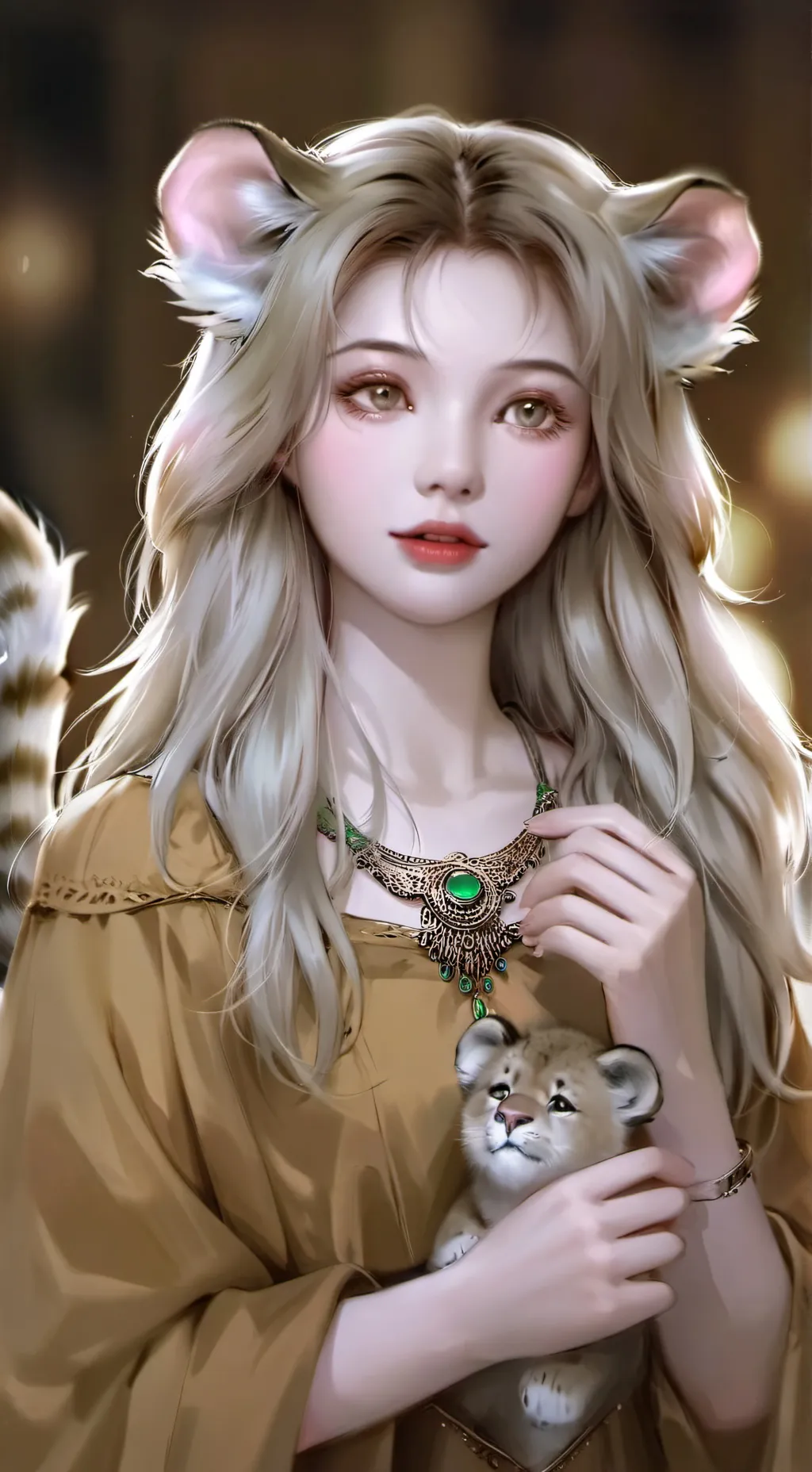 ai character: Lioness Spirit Fur background