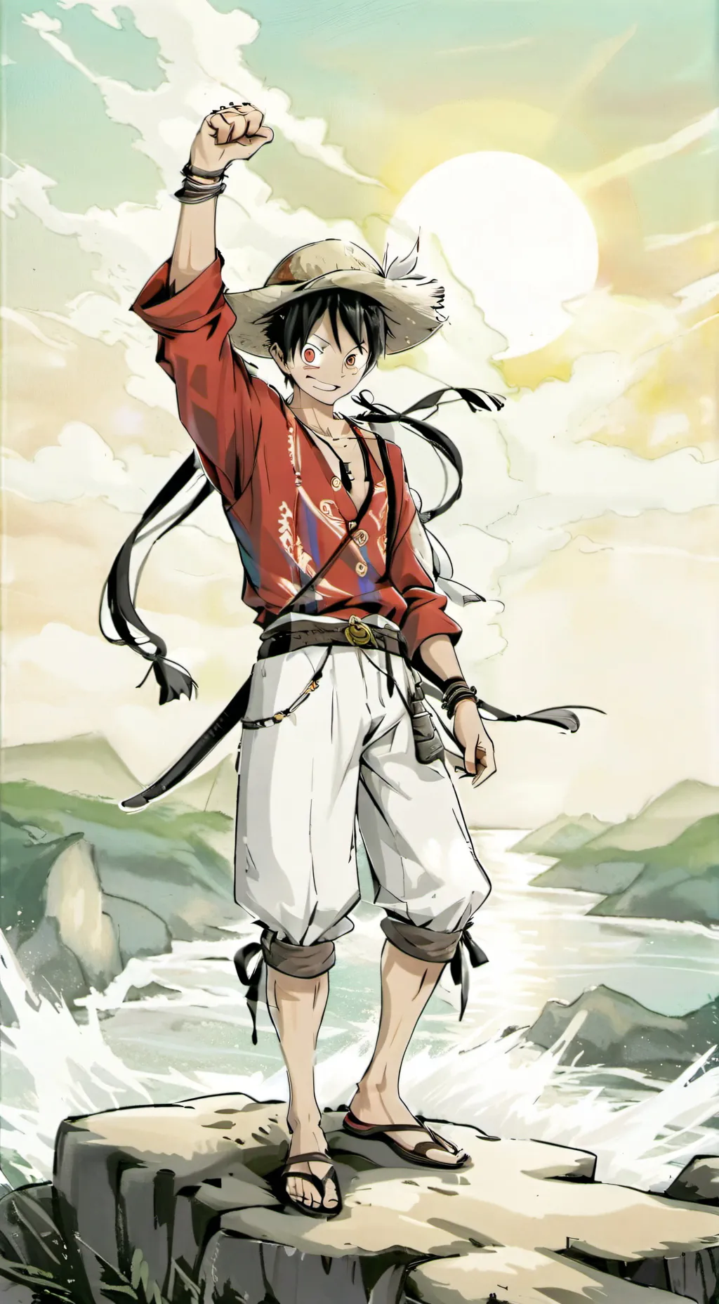 ai character: Ryosuke vs Luffy background