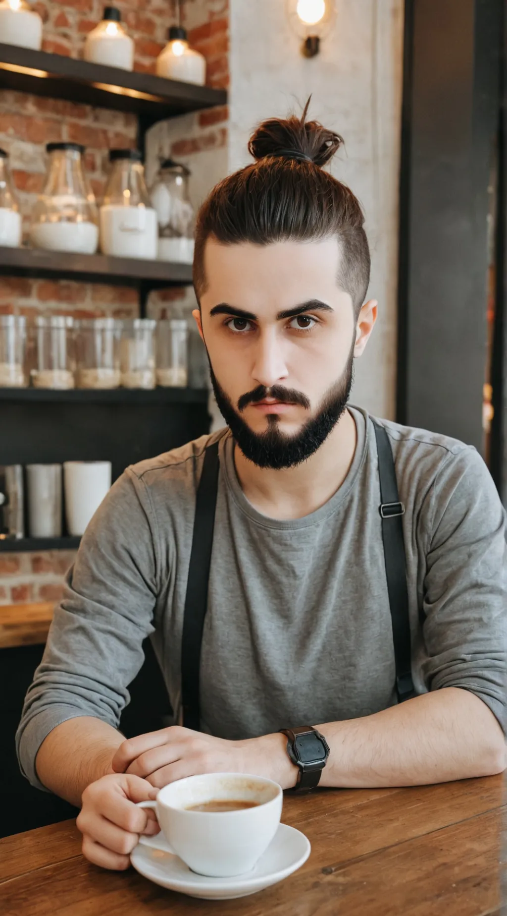 ai character: coffee shop background