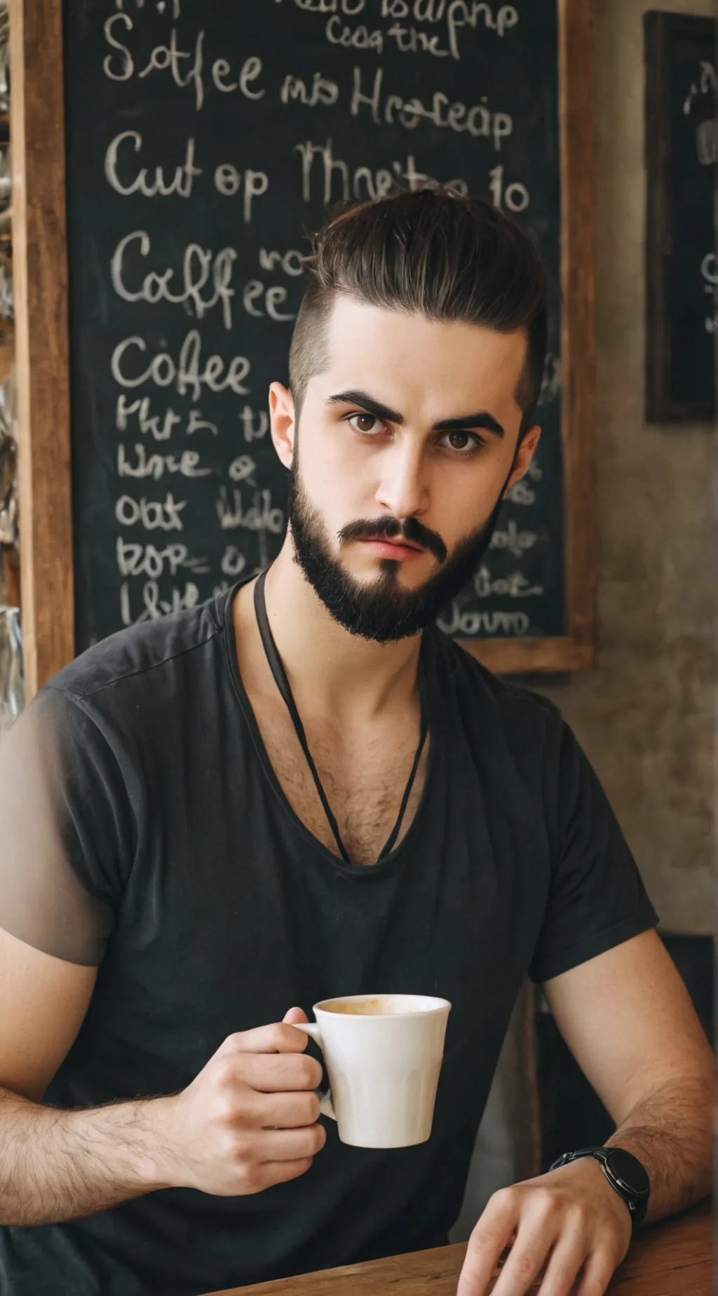 ai character: coffee shop background