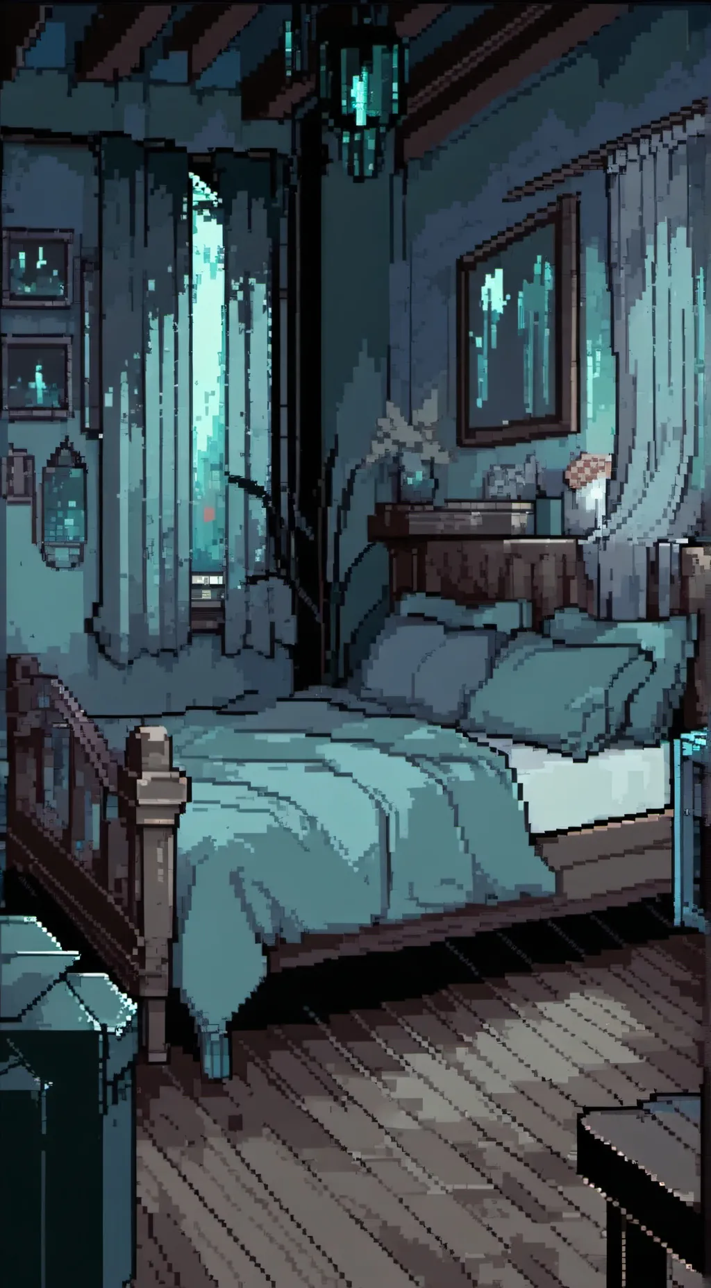 ai character: Under the bed background