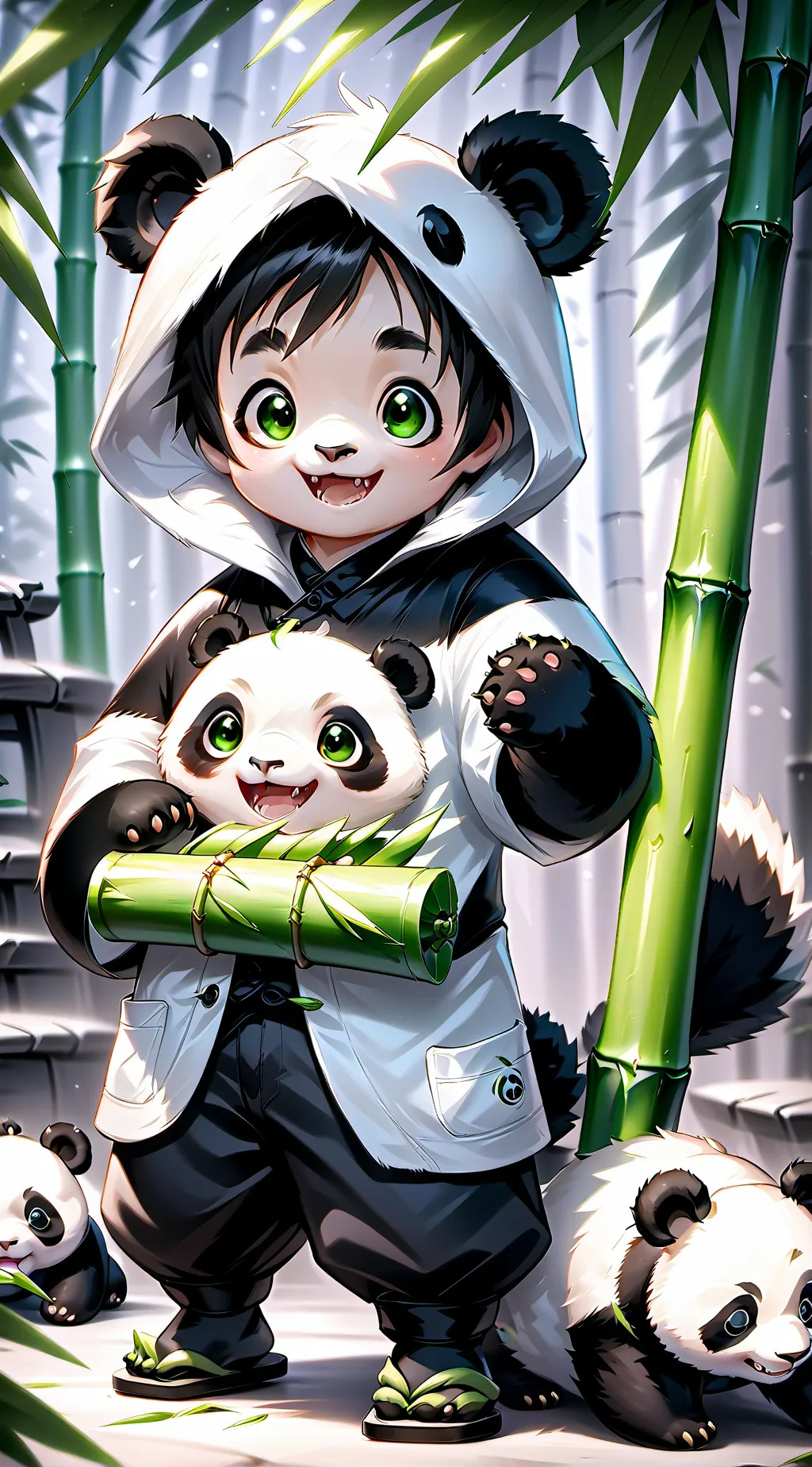 ai character: Panda Spirit Furry background