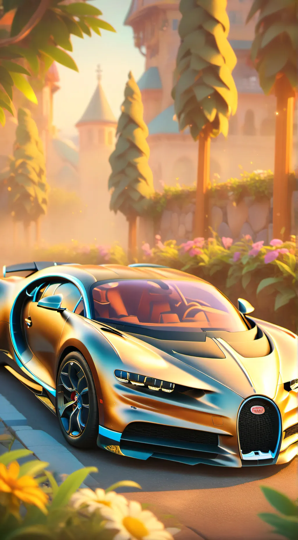 ai character: Bugatti chiron  background