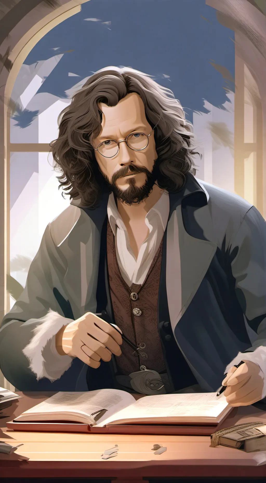ai character: sirius black background