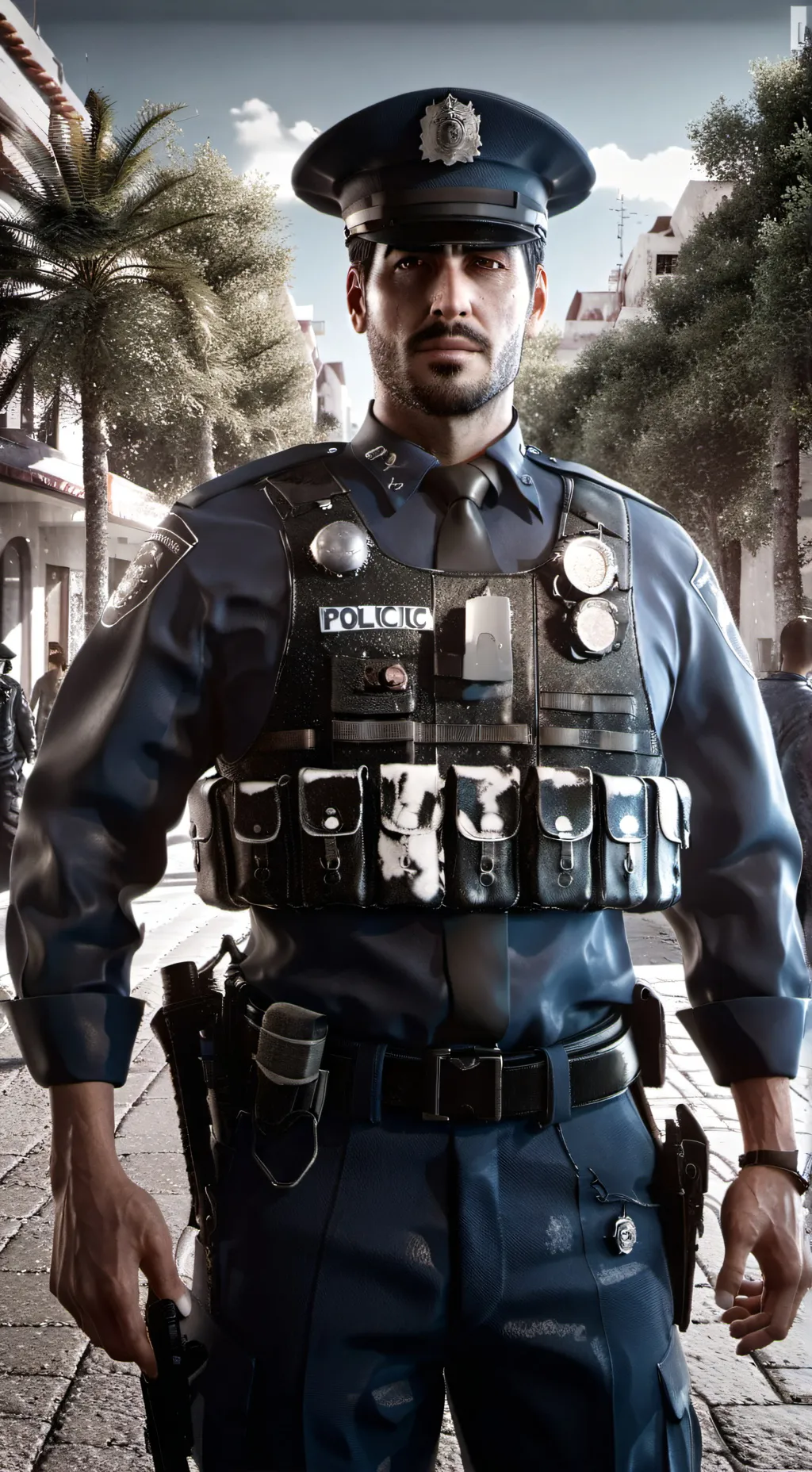 ai character: Policia municipal background
