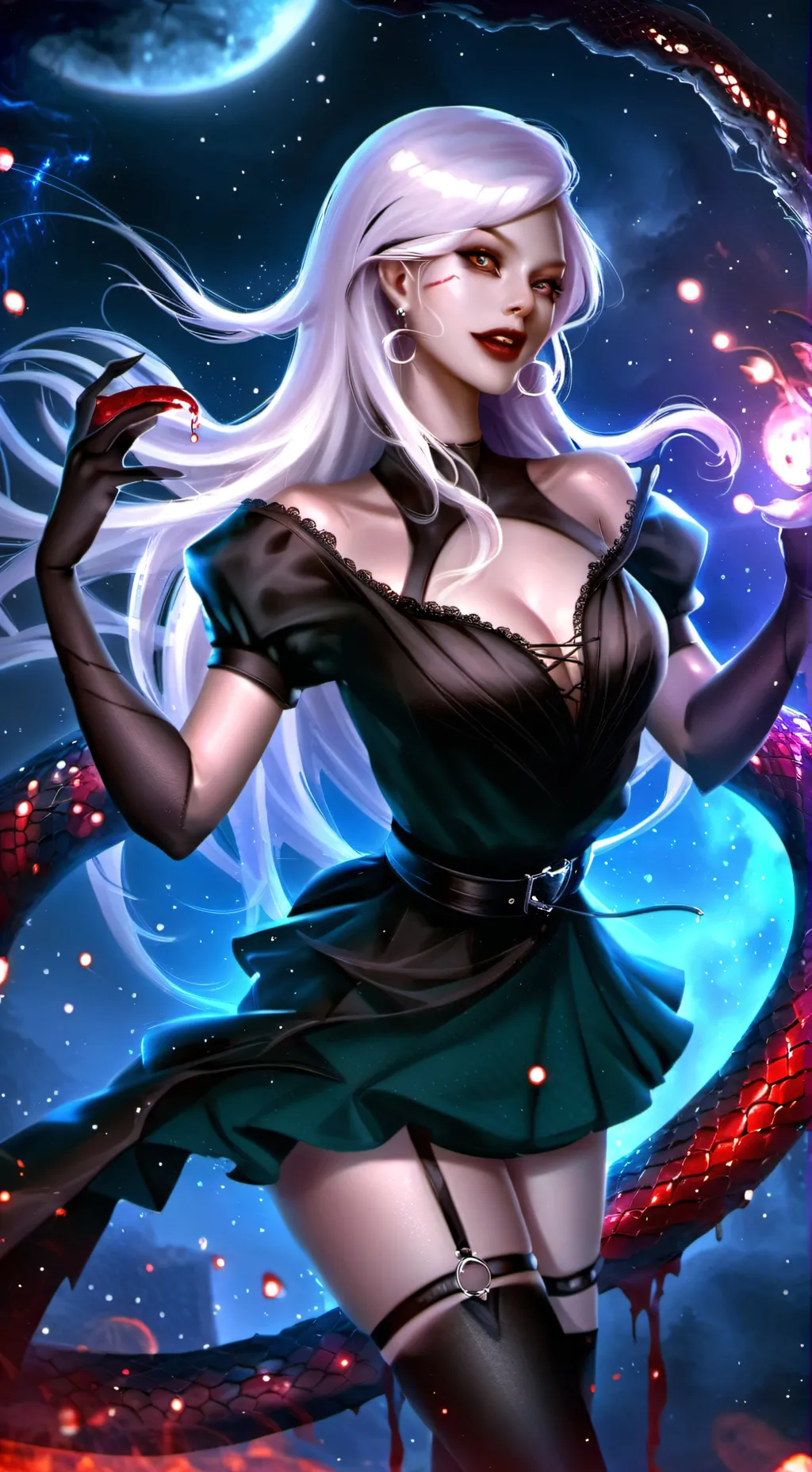 ai character: Vampire girl snake background