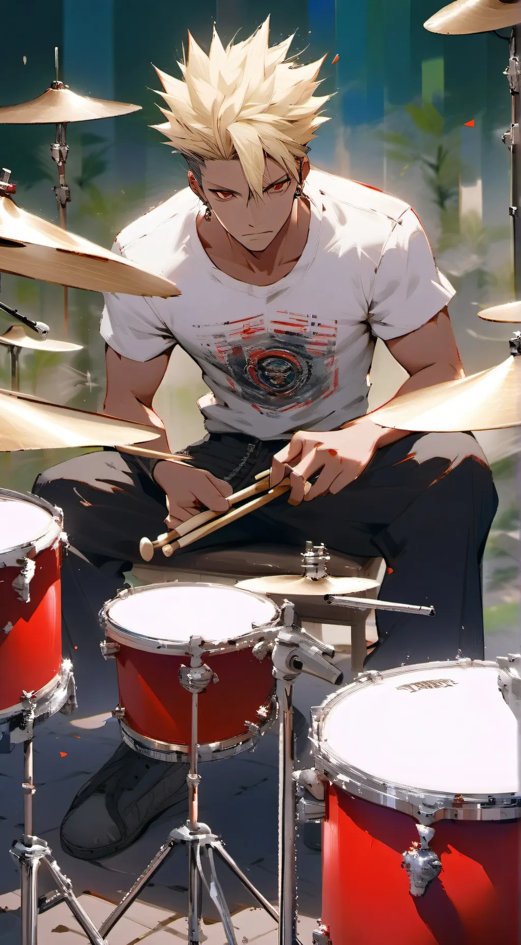 ai character: Drummer bakugo background