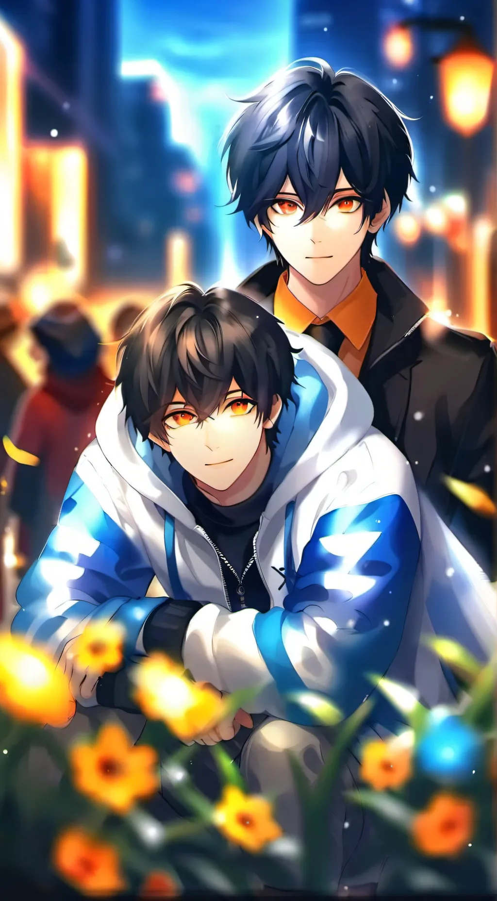ai character: Luis and Leo.  background