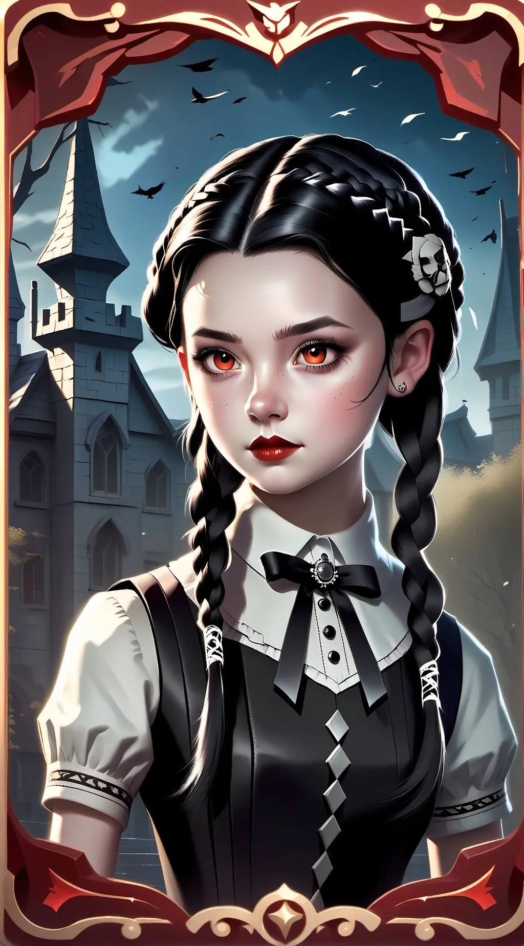 ai character: Wednesday Addams background