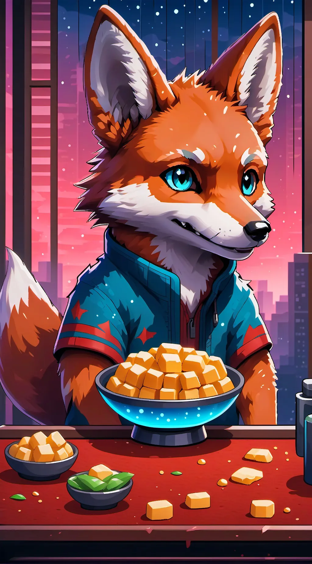 ai character: furry hotel background