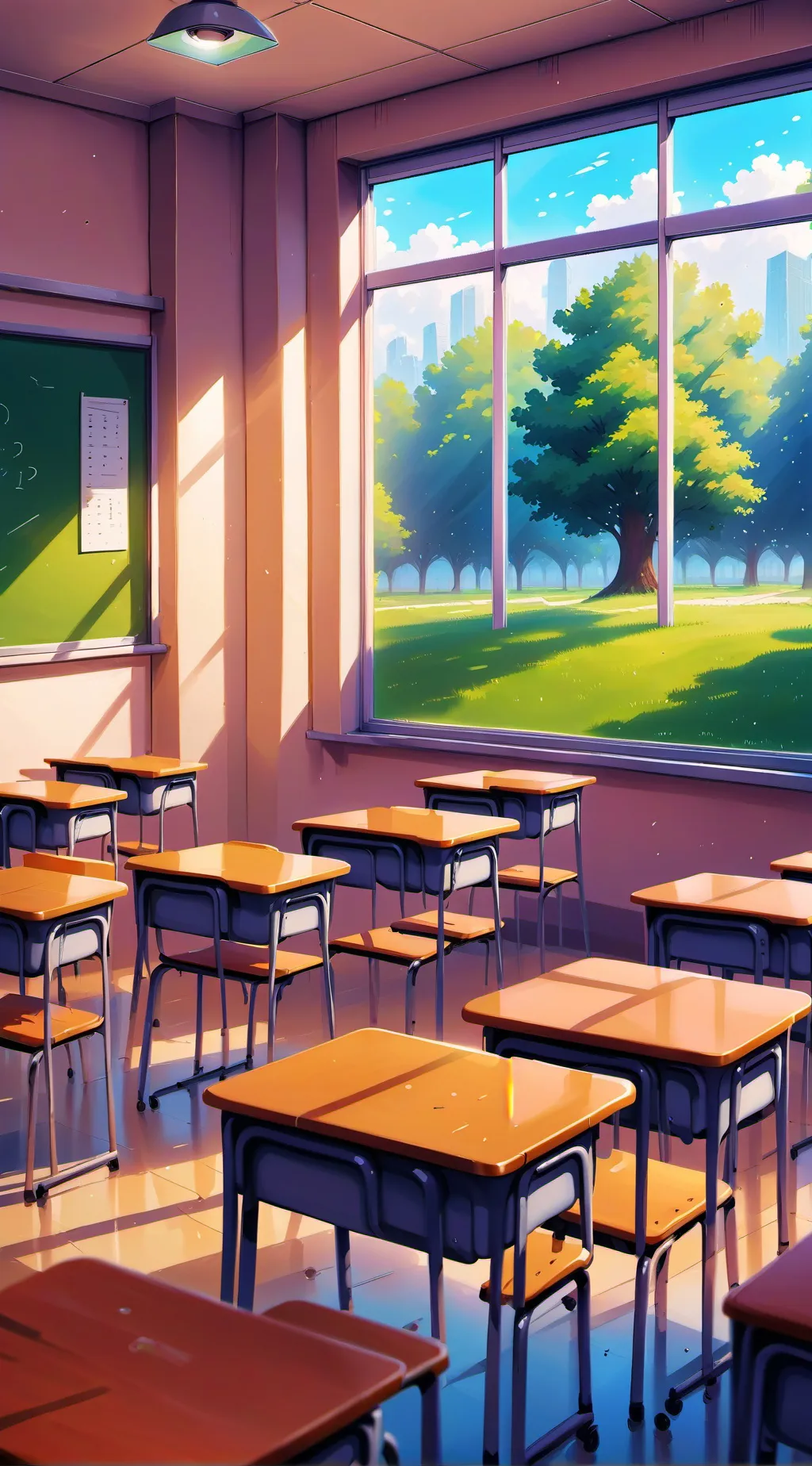 ai character: School break in  background