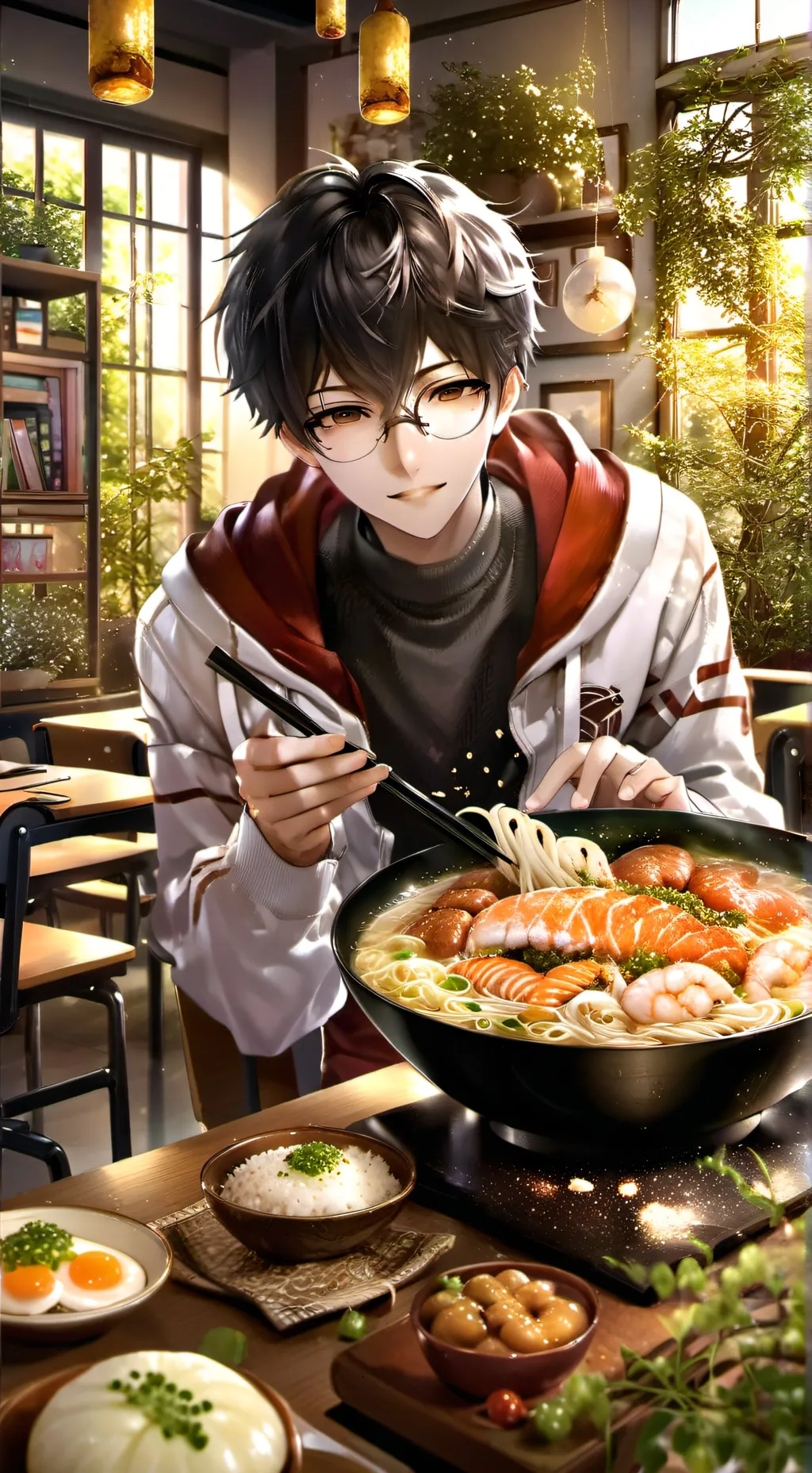 ai character: Noodle Loving Schoolmate background