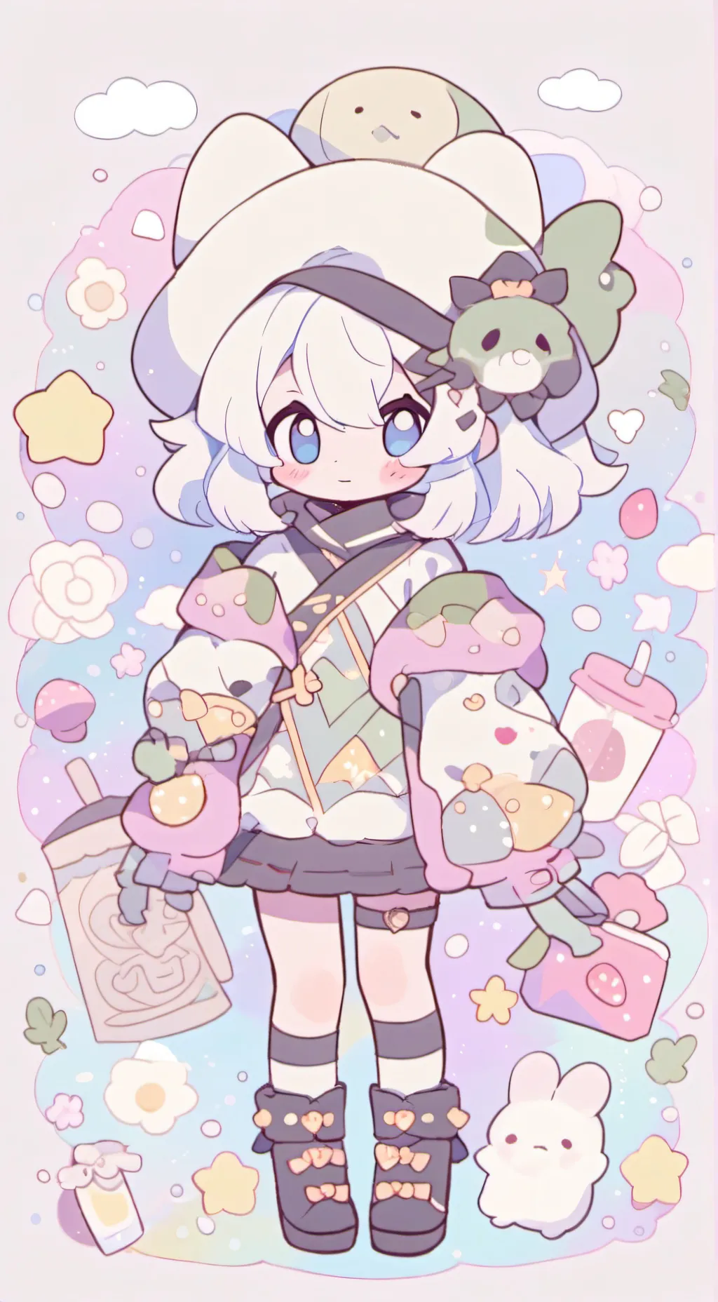 ai character: 🤍sara🐰 background