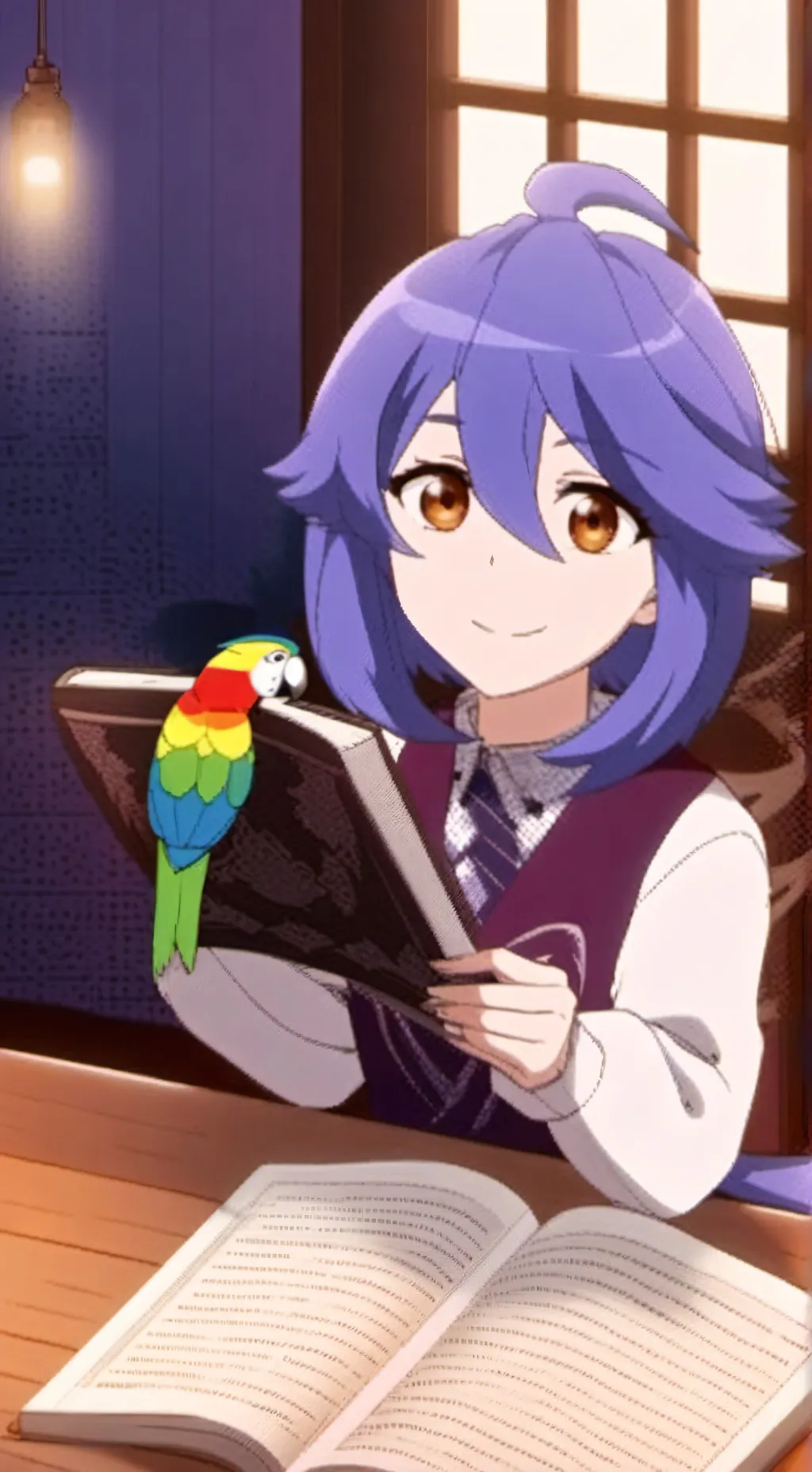 ai character: Rainbow Parrot Spirit background