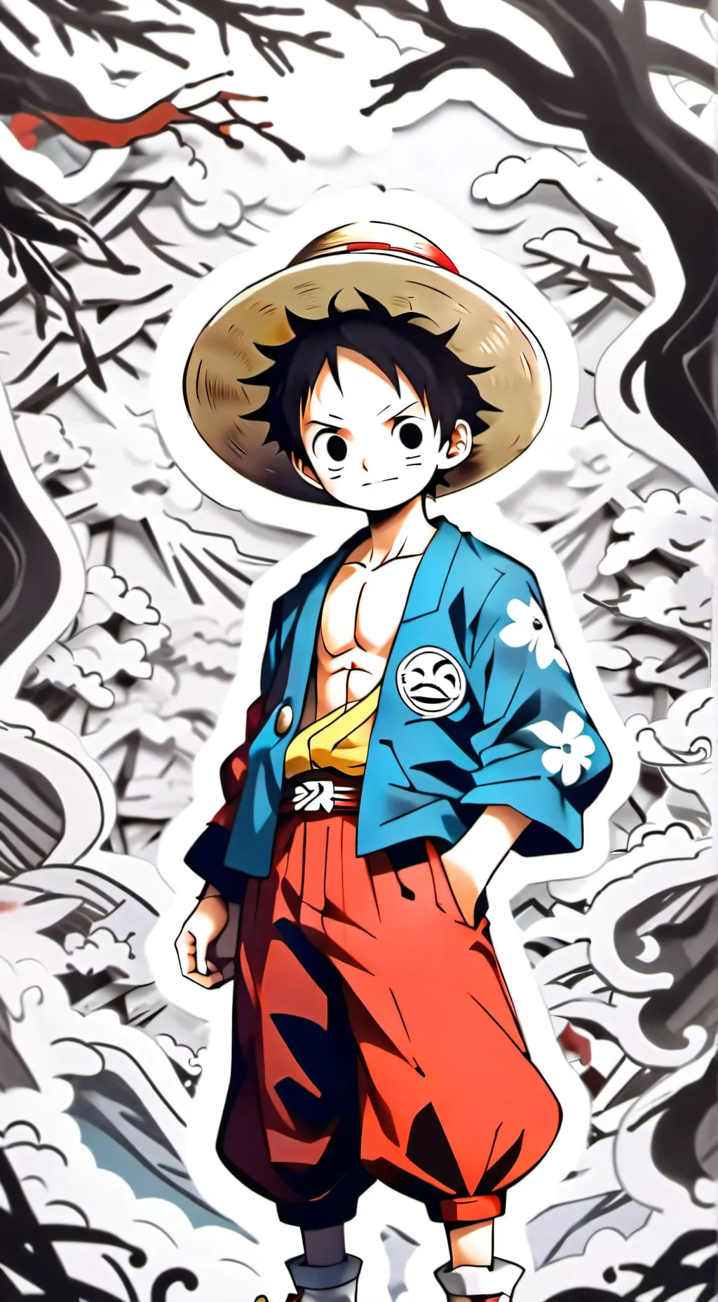 ai character: luffy  background