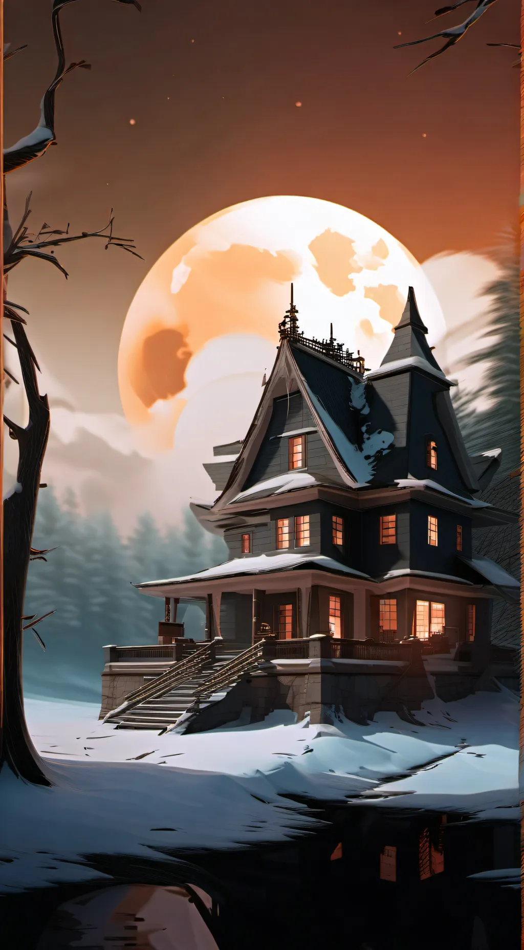 ai character: Haunted house background