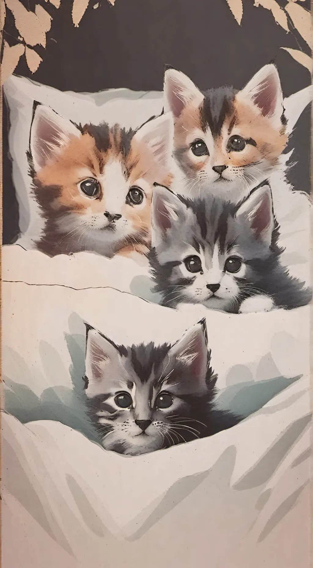 ai character:  mom &baby kitties background
