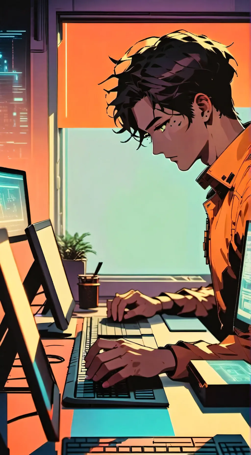 ai character: The Cyber Guardian's Rise background