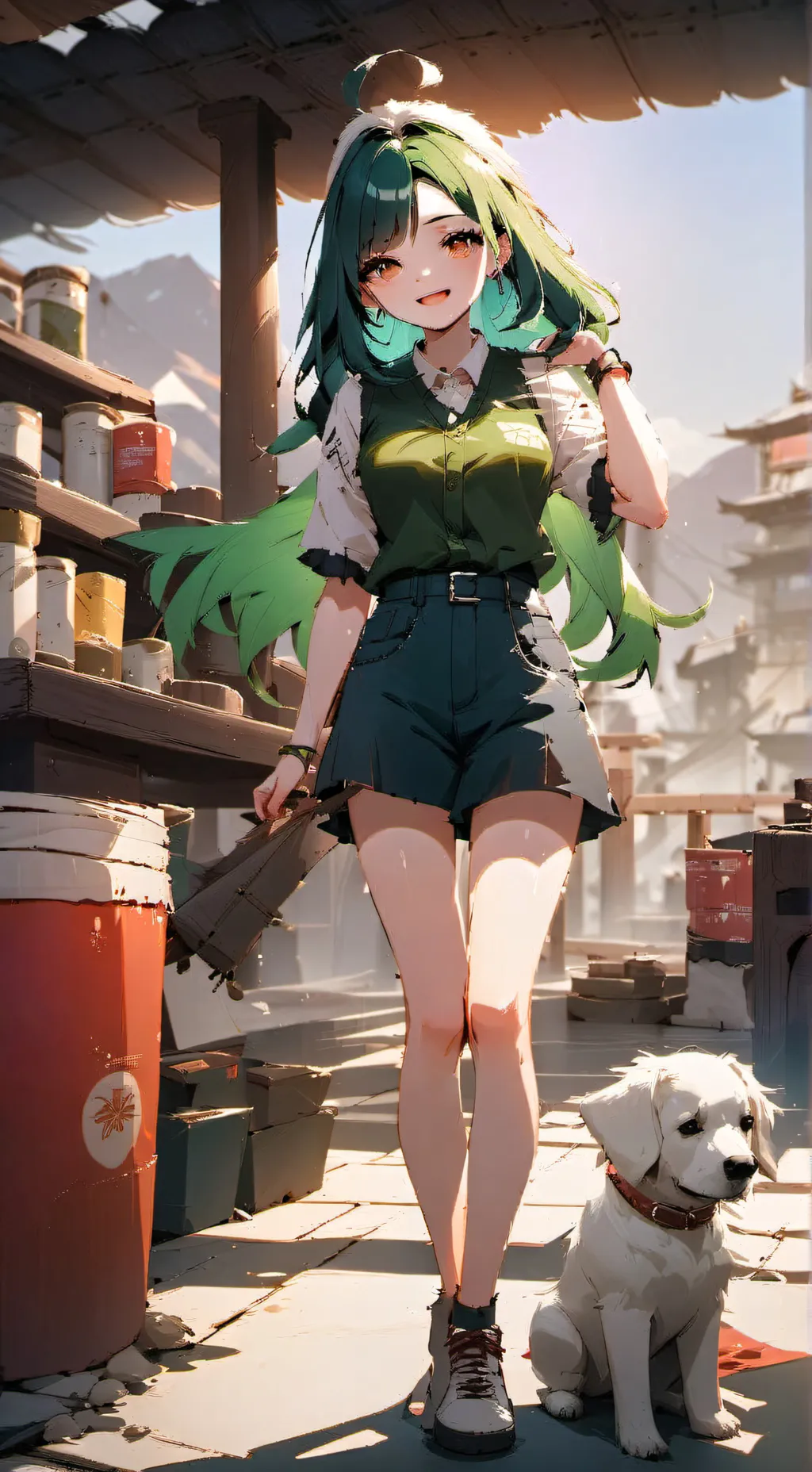 ai character: Girl peeing background