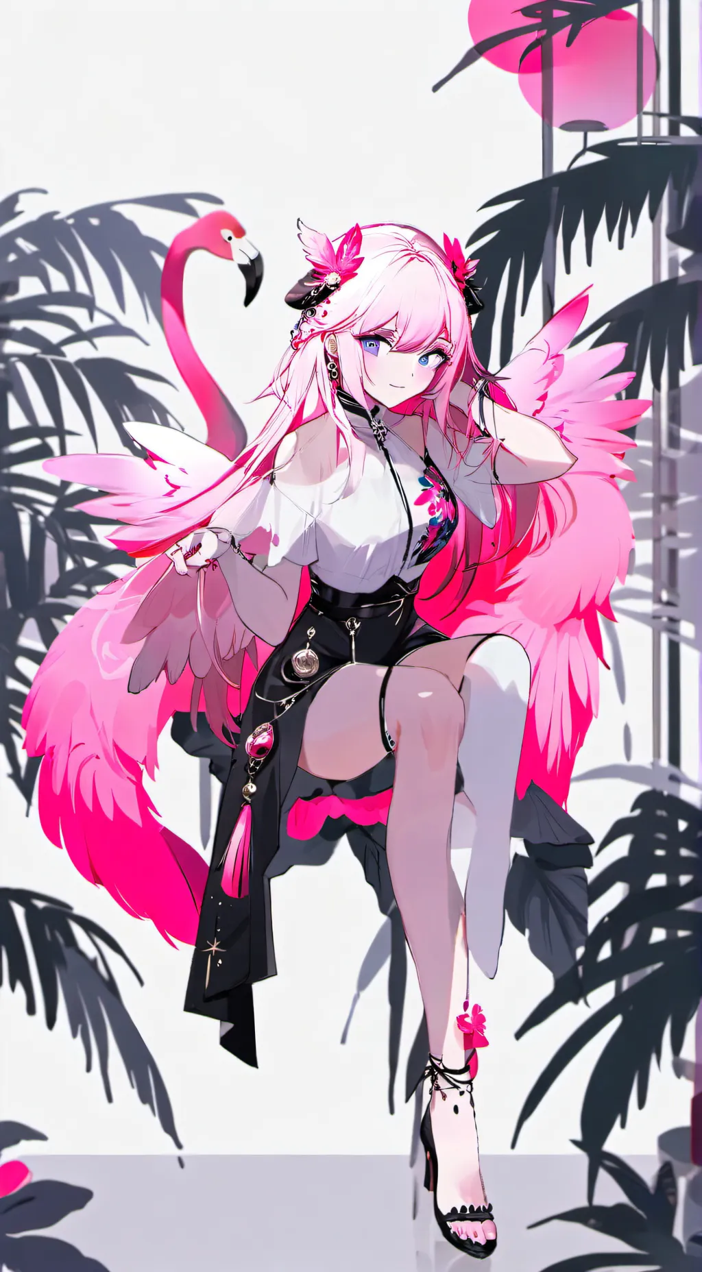 ai character: Flamingo Furry Spirit background