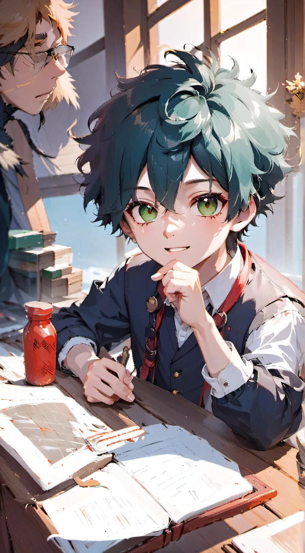 ai character: Mha fire truck  background