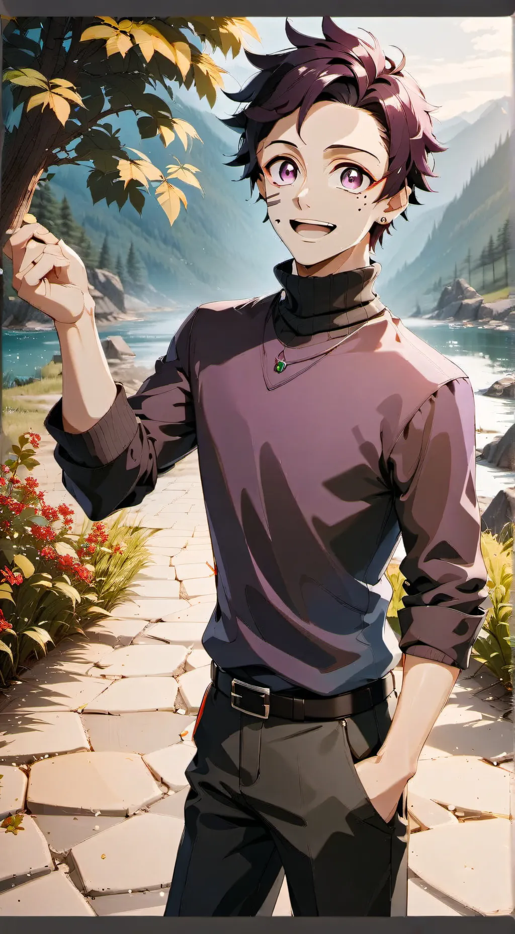 ai character: Nezuko and Tanjiro background