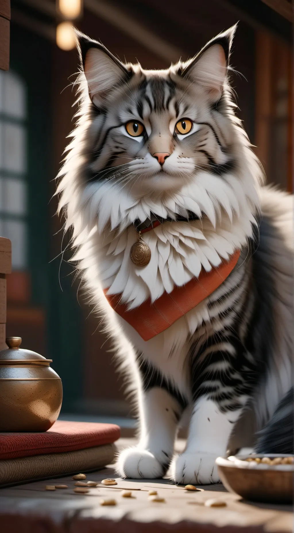 ai character: un gato random background