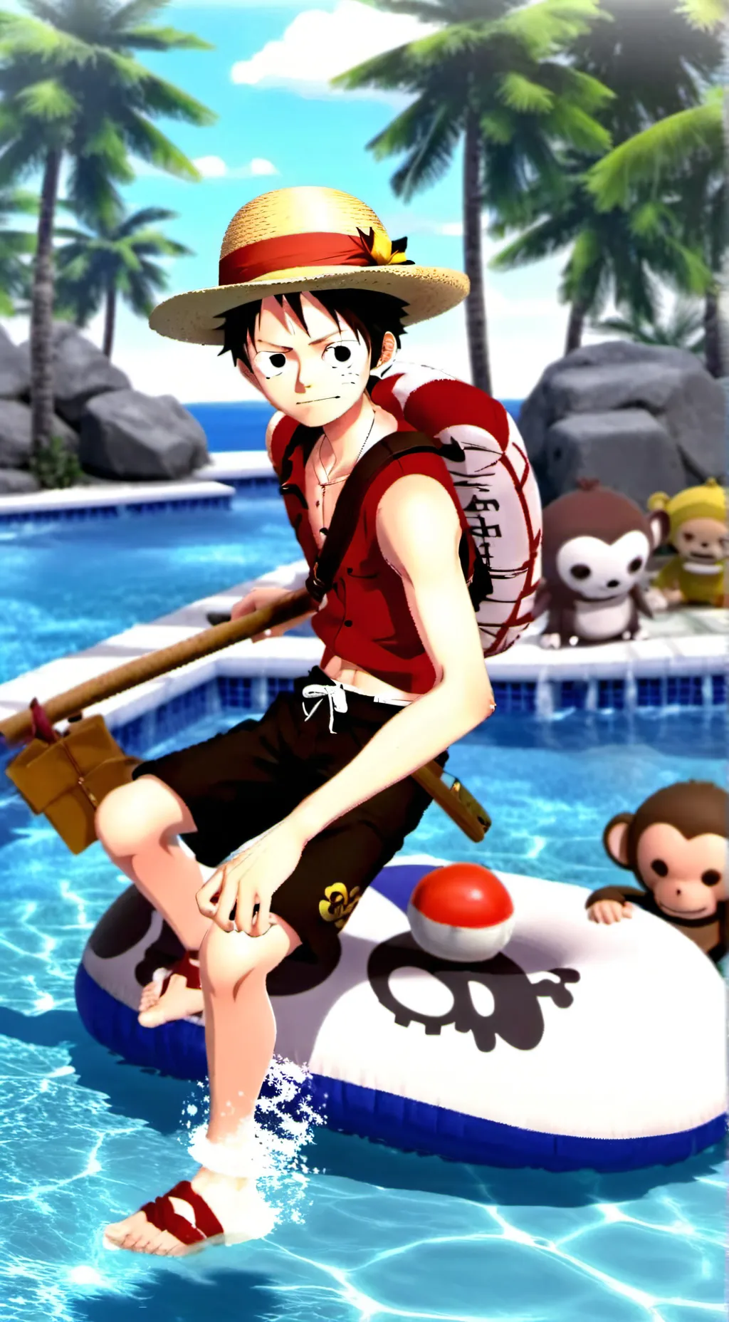 ai character: OnePiece poolparty background