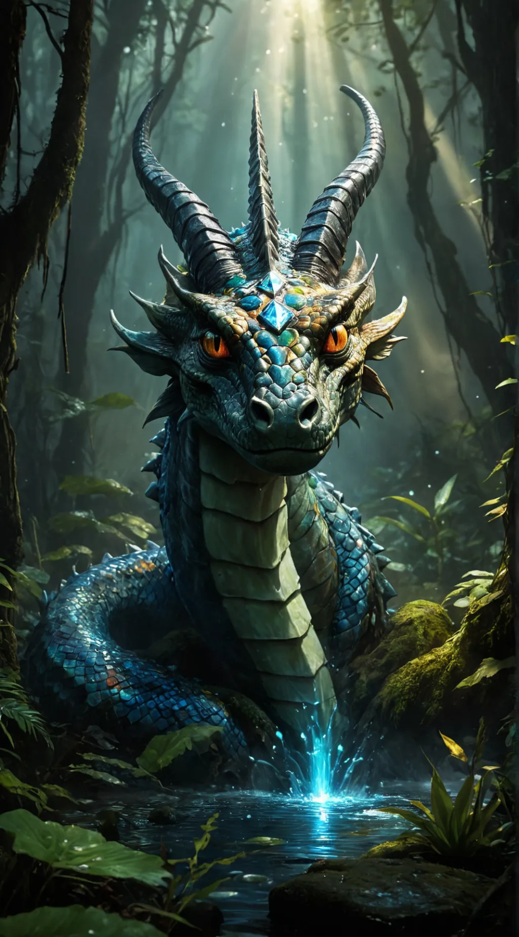 ai character:  horned serpent background