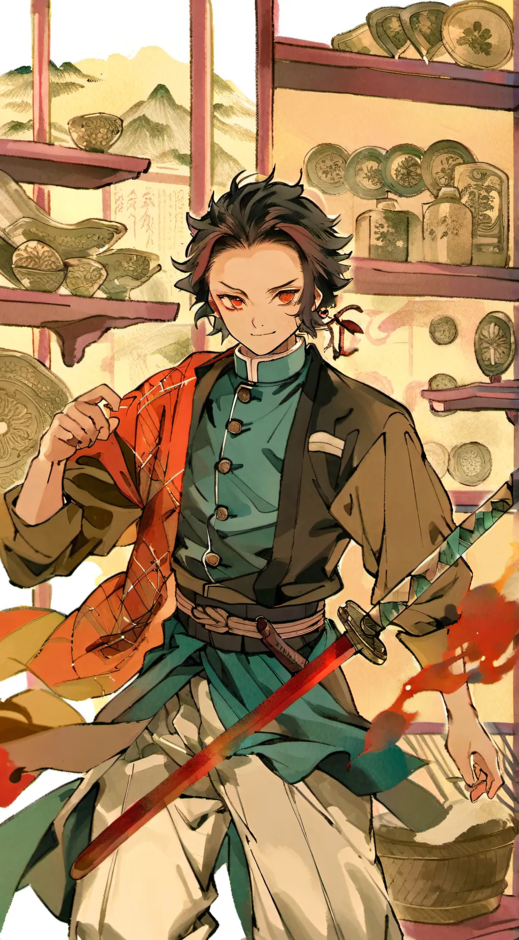 ai character: Tanjiro Kamado background